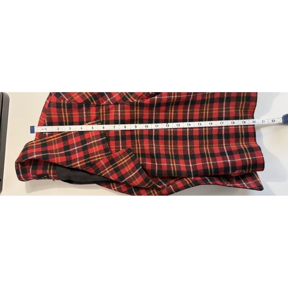 Vintage Compagnie Internationale Express Plaid Wool Blazer Red Black Cropped Med - Picture 7 of 8
